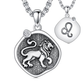 Leo Zodiac Necklace 925 Sterling Silver Leo Pendant Necklace Constellation Jewelry Astrology Horoscope Gifts for Women Men
