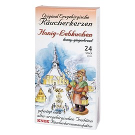 KNOX Räucherkerzen/Räucherkegel - Original Räucherkerzen nach erzgebirgischer Tradition gefertigt - Duftnote: Honig Lebkuchen - 24 Stück - Made in Germany