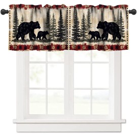 Fblifil Rustic Bear Valances Cabin Red Yellow Farmhouse Country Forest Animal Wildlife Hunting Camping Retro Window Valances for Baby Living Room Bedroom Nursery Bathroom Cafe 54x18in