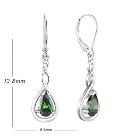Starnny Women Earrings,925 Sterling Silver Infinity Earring with 3A Cubic Zirkonia May Birthstone Emerald Color Dangle & Drop Earrings Jewellery for Women