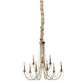 Wheat Tan 100% REALSilk Chandelier Chain Cover with Velcro Closure 6 ft long