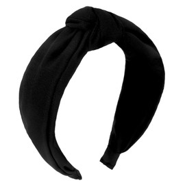 Black Headband Top Knot Headbands for Women Non Slip Fashion Wide Knotted Headbands for Women Cloth Head Bands for Women’s Hair