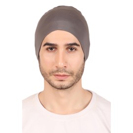 Men’s Bamboo Viscose Under Helmet Cap MultiPurpose Skull Cap Sport Hair Cover Cap (Grey)