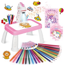 Drawing Projector for Kids, Art and Crafts, Drawing Board with Color Pens, Pencils, Crayons, Scrapbook, Unicorn Sticker Book, Ideal Toy for 3+ Year Old Girls & Boys (Unicorn Kit)