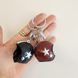 Motorcycle Helmet Keychain Keychain Black 4ea