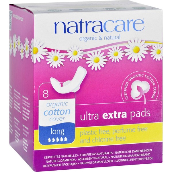 Natracare Ultra Extra Pads w/wings - Long - 8 Count