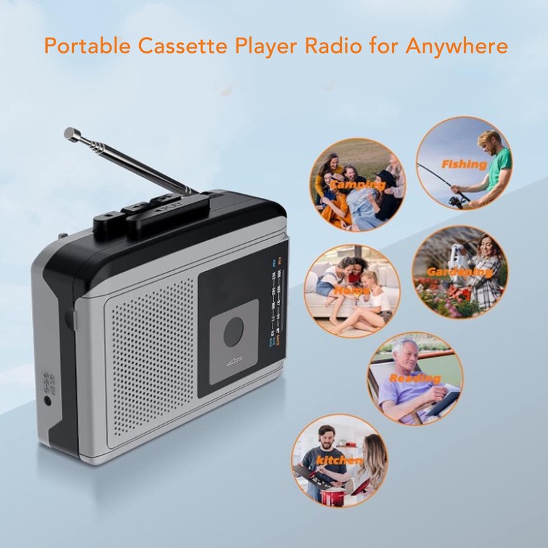Portable Cassette Player Built in Speaker 2 AA Battery USB