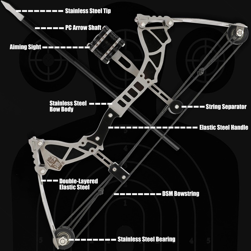 6-16.5" Compound Bow and Arrows Set for Archery Target Shooting