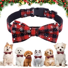 Christmas Cat Dog Collars, Dog Collar Christmas, Christmas Cat Collar, Adjustable Christmas Collar Dog, Cat Collar with Bow, for Cats, Dogs (S)