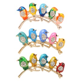 Honbay 3PCS Colorful Little Birds Brooch Pins Enamel Alloy Sparkling Rhinestones Cute Animal Birdie Brooches Little Birds Breastpin Lapel Pins Hat Scarf Shawl Sweater Cardigan Clips