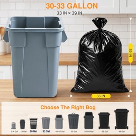 30-33 Gallon Trash Bags, Black Garbage Bags 200 Count, Kitchen Trash Bags