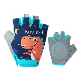 Kids Cycling Gloves Cute Cartoon Half Finger Bike Gloves Non Slip Mitten Shock Absorbing Breathable Sports Gloves for Boys Girls
