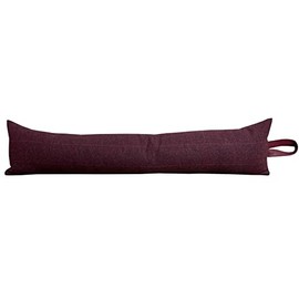 Classic Home Store Draught Excluder Cold Draft Stopper Purple & Red Check Wool Leatherette Handle