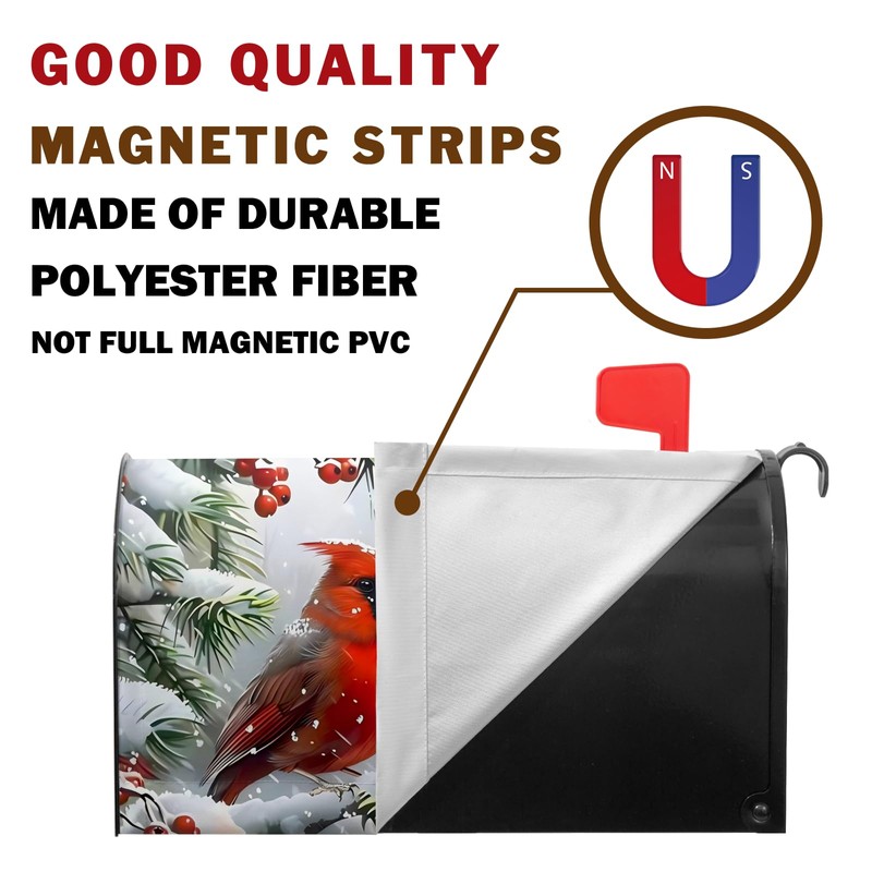 Winter Mailbox Covers Cardinal Bird Mailbox Cover Magnetic Christmas Red