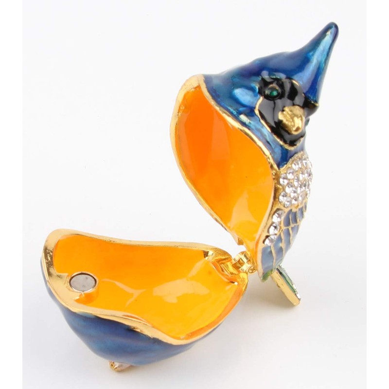 SEVENBEES Bird Trinket Box Metal Enameled Animal Figurines Collectable Wedding