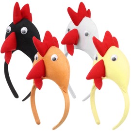 SEWACC Chicken Headband, Pack of 4 Rooster Headband, Plush Toy Headbands, Chicken Headband, Festive Dressing Accessory for Party Supplies (Random Colour)