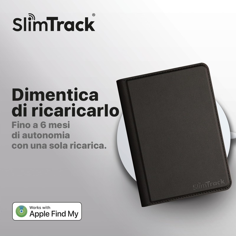SlimTrack Passport Holder with Apple Find My Wireless Charging Vegan