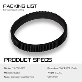 Tilta Seamless Focus Gear Ring for 81-83 mm Lens 360° Seamless Rotation Silent for Tilta Mini Follow Focus Nucleus Nano DSLR 0.8 Mod Standard Gear Camera Lens Accessories TA-FGR-8183