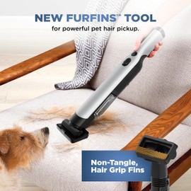 Shark WANDVAC Cordless Hand Vac, Lightweight, Versatile and Portable at 1.4 lbs., Powerful Suction, Charging Dock, One-Touch Empty, NEW Furfins Tool & Crevice Tool for Pet & Home, Gray, WV201WH