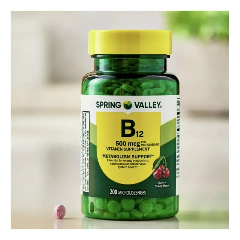 Vitamina B12 Sublingal 500mcg 200 Tabs Mini Energía Spring Sabor