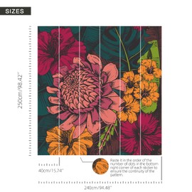 Flortlias Peel and Stick Floral Wall Mural, Leather Textured Vinyl Self-Adhesive Wallpaper for Bedroom Living Room Accent Wall Decor, Vintage Flat Floral，Bright