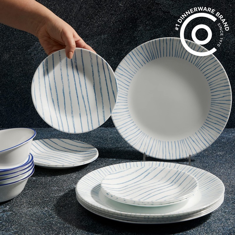 Corelle 18-Piece Dinnerware Set Service for 6, Lightweight Round Plates