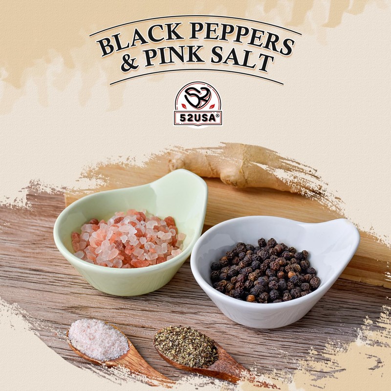 52USA Whole Black Peppercorns 12 oz + Himalayan Pink Salt