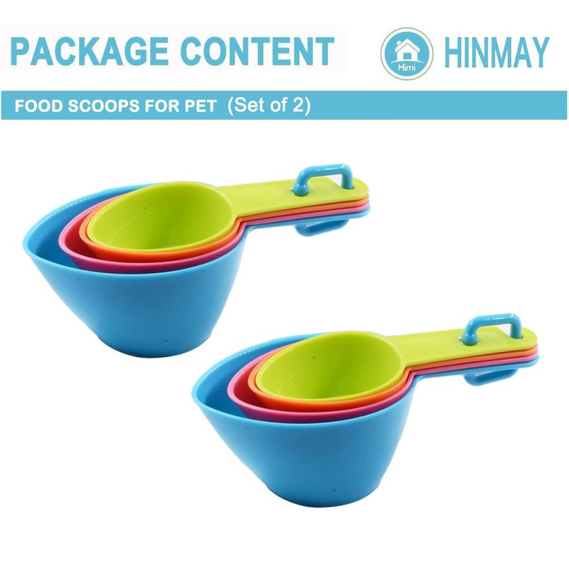 HINMAY Pet Food Scoops Plastic Measuring Cups Set for Dog