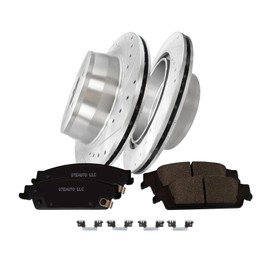 PM Auto Set of 6 Rear Drilled Slotted Disc Brake Rotors-Ceramic Brake Pad kit kit For 2015-2020 GMC Yukon