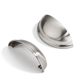 CABDM 2 Pack 2-1/2" Drawer Pulls Brushed Satin Nickel Cabinet Cup Pulls Kitchen Hardware Cabinet Handles Drawer Handles Knobs 2-1/2 inch (64mm) Center to Center