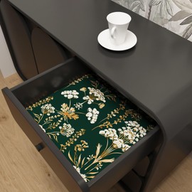 BOKEBEVE Green Gold Leaves Contact Paper Floral Wallpaper Peel and Stick Vintage Boho Wall Paper for Bedroom Bathroom Kitchen Symmetry Removable Renter Friendly 17.5 x 118In