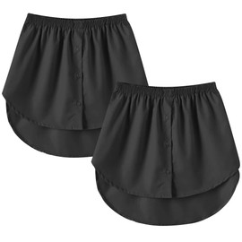 Girstunm Women's Shirt Extender Mini Adjustable Underskirt Removable Layered Sweep Shirt with Buttons 2pcs Black XX-Large