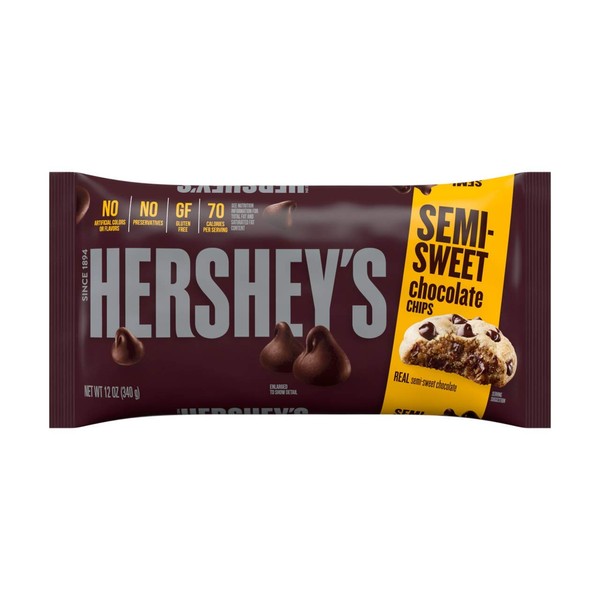 HERSHEY'S Kitchens Semi-Sweet Chocolate Chips, Bulk Baking Supplies, 12 Oz Bag, (Pack of 12)