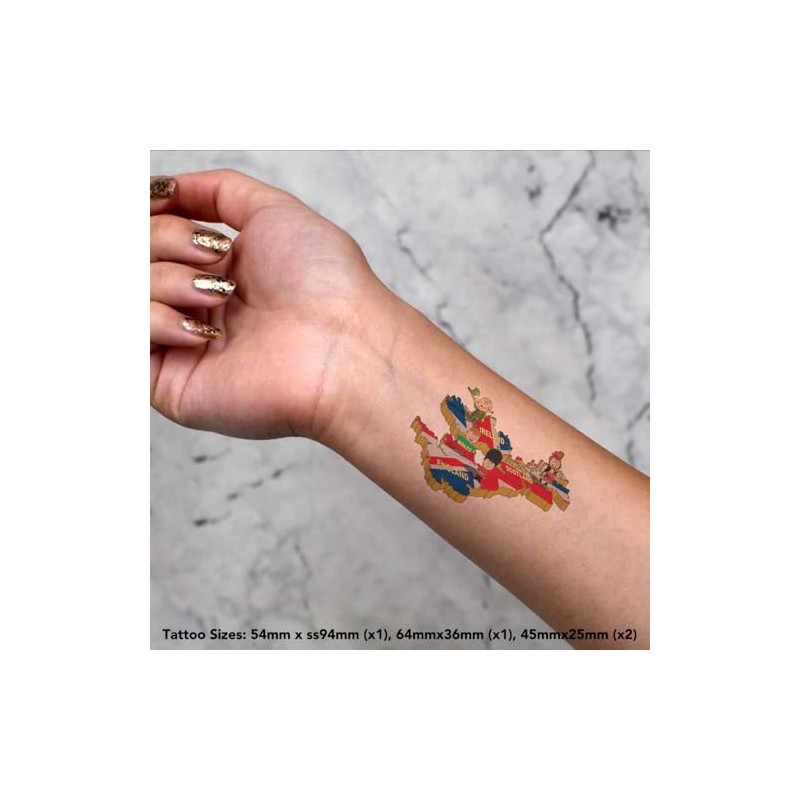 Azeeda 4 x 'Großbritannien' Temporäre Tattoos - Wasserfest, Hautfreundlich &