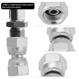 SG Store 2PCS Hydraulic Female to Female Equal Swivel Coupling Adaptor Connector Carbon Steel BSP Swivel Adaptors, 1/4 Inch BSP to 1/4 Inch BSP 11.9mm ID