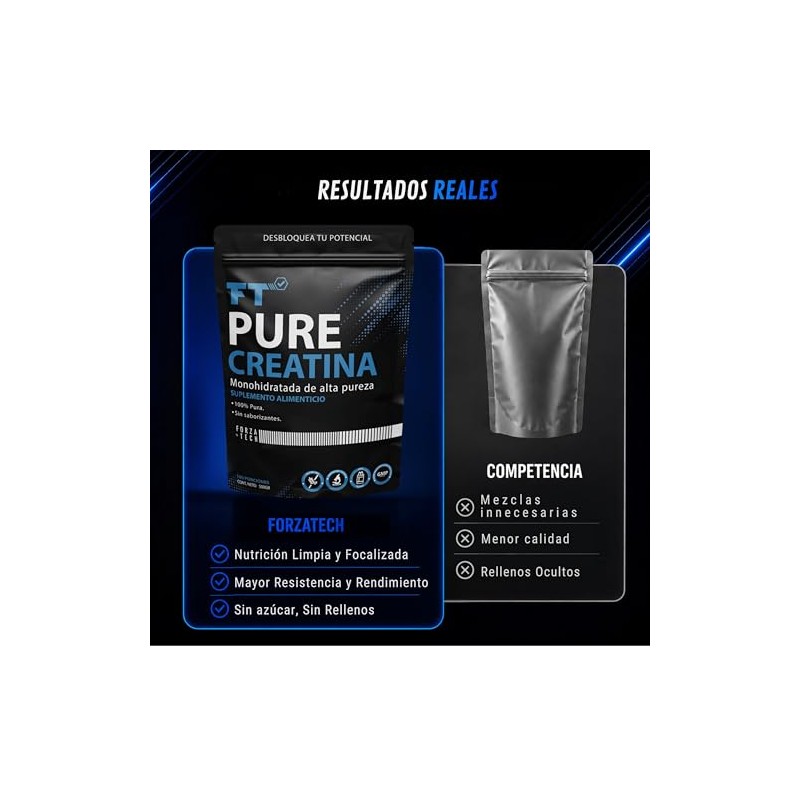 ForzaTech Creatina Monohidratada Micronizada 500g Alta Pureza