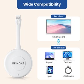 KEINONE Wireless USB Smart Board Projector, KEINONE Tap for Display Screen, 4K Screen Mirroring Video & Audio Receiver support for Laptop, PC, i-Pad, Tablet（For White Smartboard)