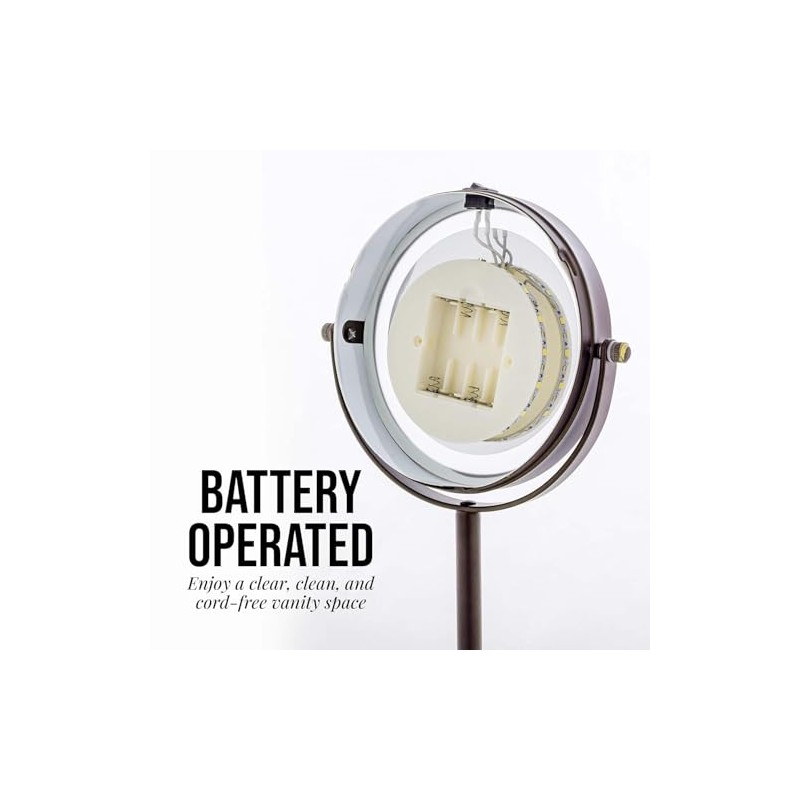 Ovente MLT60ABZ1X7X Espejo de Tocador Iluminado 7X 360° Doble Cara
