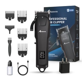 Astovia Professional Cordless Hair Clippers for Men – 7,000 RPM Motor, Zero Gap Adjustable Blades, LED Display, 300-Min Runtime, Quiet Operation, USB Rechargeable, Barber Grooming Kit