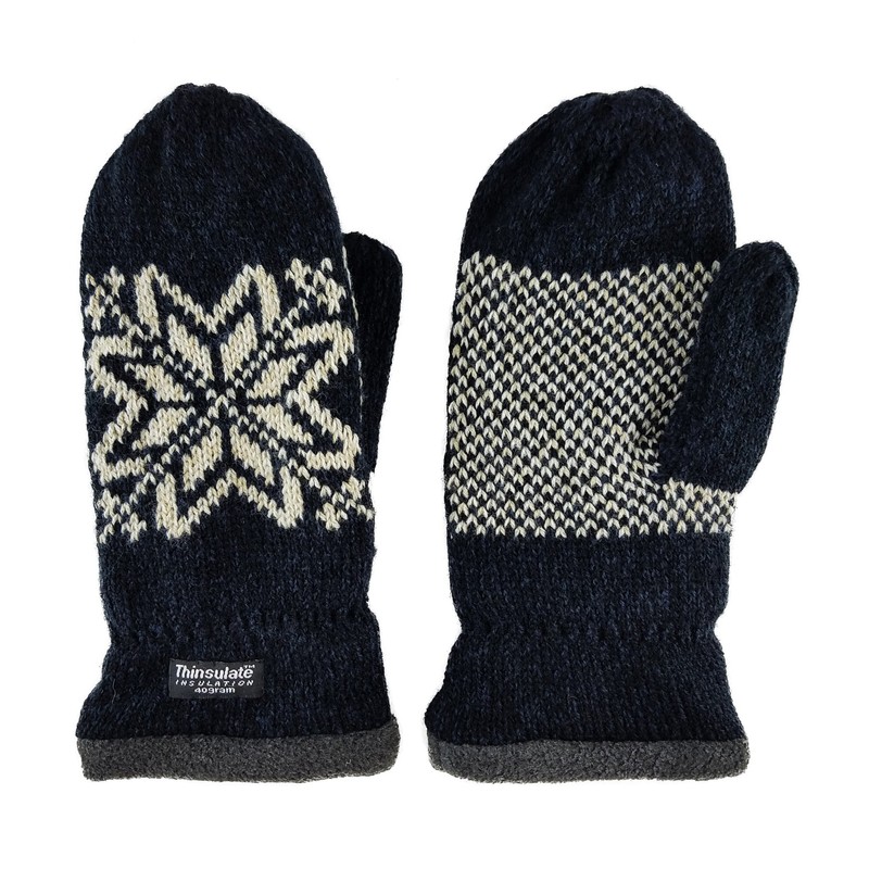 BRUCERIVER Mens Snowflake Knit Mittens with Warm Thinsulate Fleece Lining