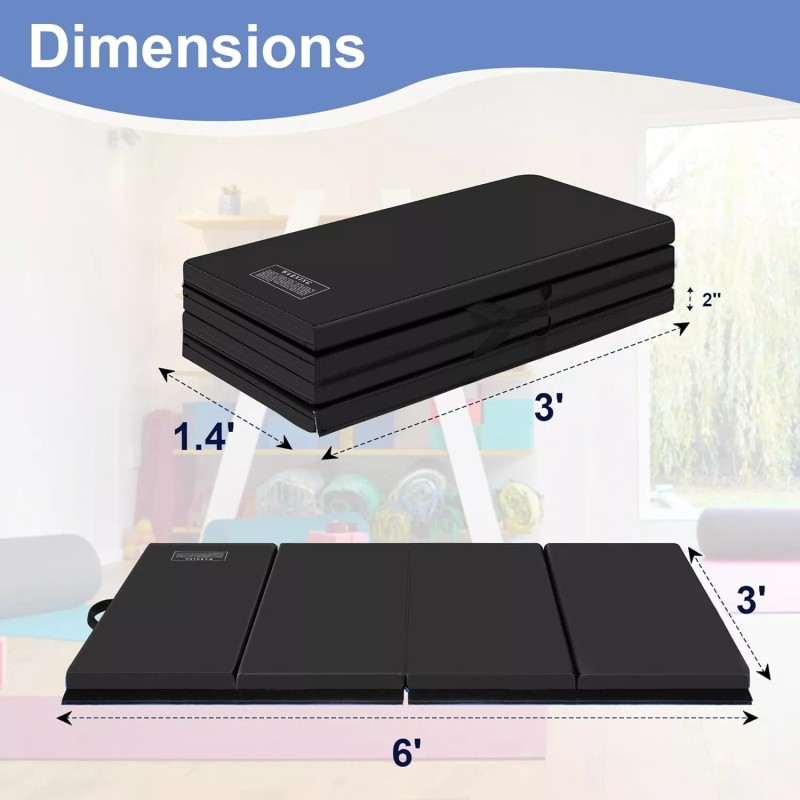 Polar 3'x6'x2 Thick Folding Gymnastics Exercise Mat Aerobics Stretching Yoga