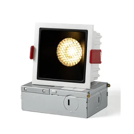 Opulux 3 Inch Square 12W LED Dimmable Recessed Downlight, Home Indoor Directional Ceiling Spotlight Surface Fixture with 36° Beam Angle, Honeycomb Mesh Anti-Glare Design, Includes Junction Box