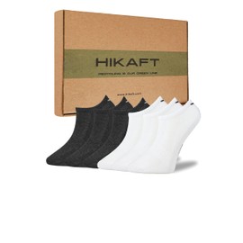 hikaft Sneaker Socks- Cotton Ankle Socks Women and Men- Breathable & Odour-free No Show Multipack Unisex (Pack of 6) (UK, Numeric, 9, 11, Regular, Regular, White-Dark Grey)