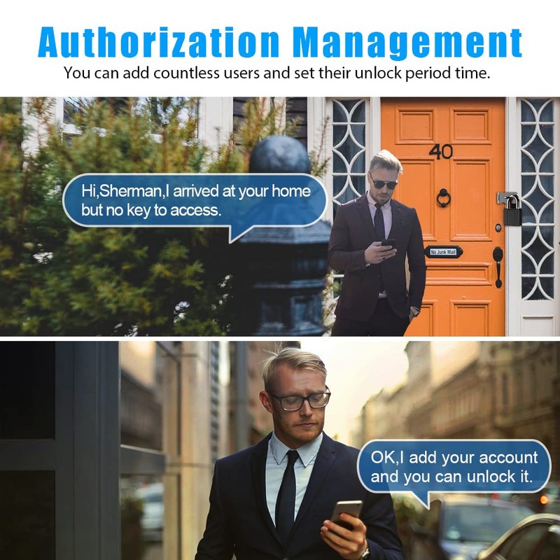 eLinkSmart Long Fingerprint Padlock - Remote Authorization via Phone, Heavy