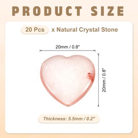 PATIKIL 20 Pcs Natural Heart Shaped Crystal Stone, 1 Inch Mini Polished Love Gemstone Crystal, Pocket Rock Engraved Worry Stones for Women Gifts Meditation, Watermelon Red