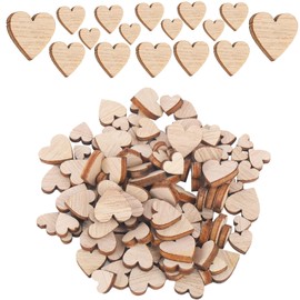 100pcs Wooden Hearts for Crafts, 0.2/0.3/0.4/0.5in Unfinished Mini Tiny Wood Hearts Small Blank Cutout Heart Shapes Sign Tags Ornaments for DIY Birthday Valentines Wedding Party Decorations