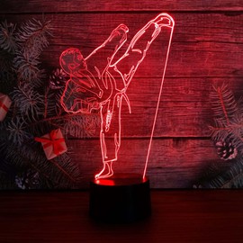Comiwe Taekwondo Karate 3D Illusion Nachtlicht Spielzeug,Dekoration LED Nachttischlampe 16 Farben Ändern mit Fernbedienung,Weihnachten Deko Lampe Geburtstagsgeschenk Für Jungen Kinder und Freunde
