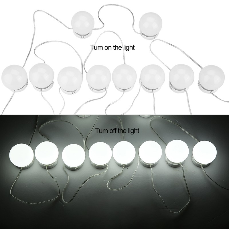 10 LED Illuminated Makeup Mirror Rope Lamps Stepless Adjustable Touch