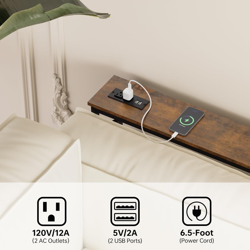 Aduanbang 5.9" Console Table with Outlet – Narrow Sofa Table,