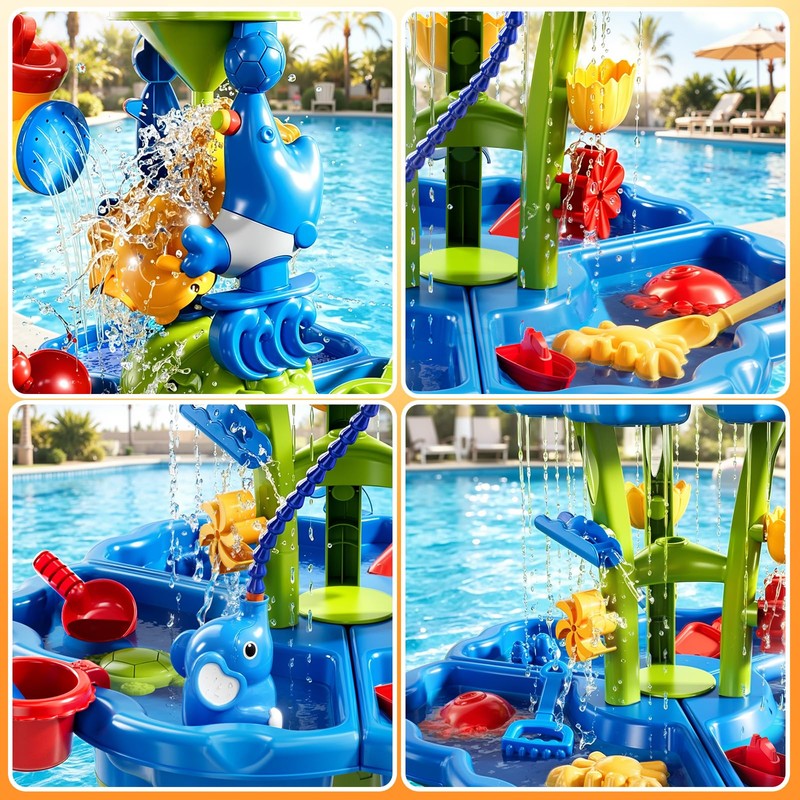 JUKUDAHU Water Table for Kids Ages 4-8 with Water Pump